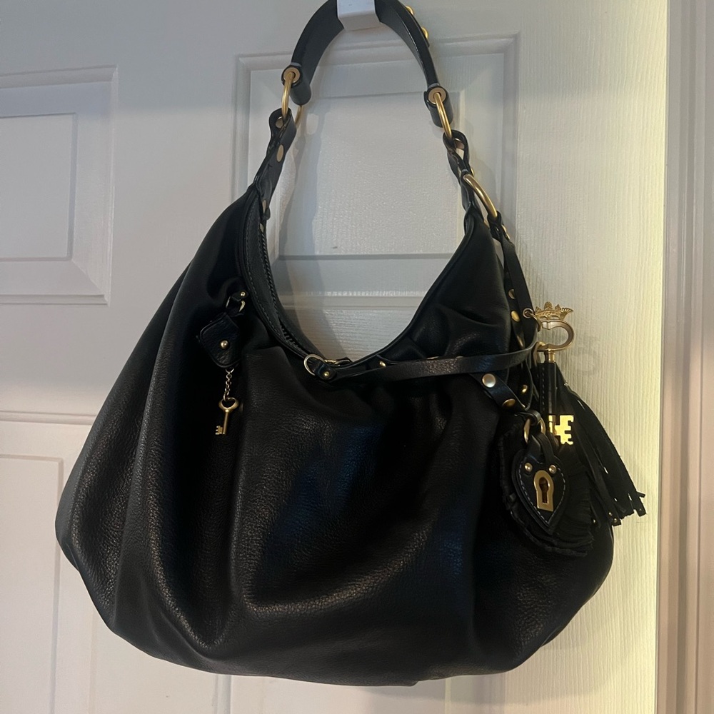 Vintage Juicy Couture Black Leather Hobo Bag